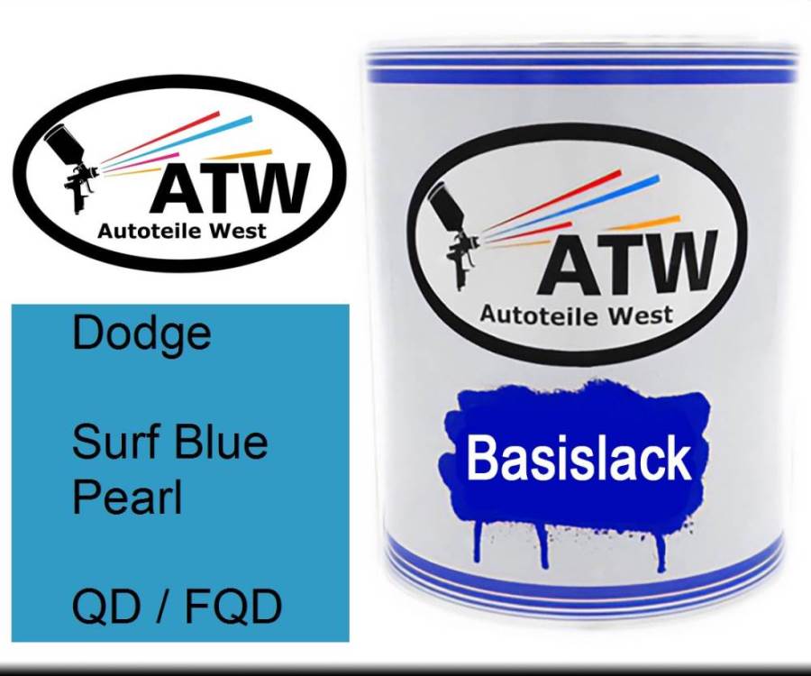 Dodge, Surf Blue Pearl, QD / FQD: 1L Lackdose, von ATW Autoteile West.